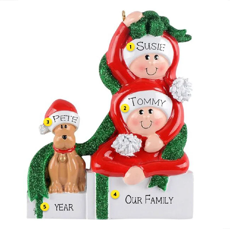 Personalized Presents Couple with Dog Ornament