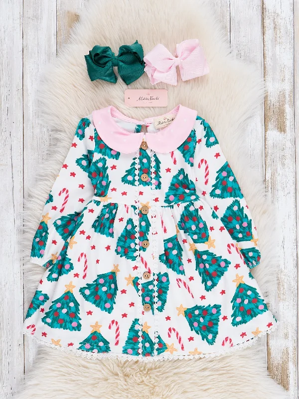 Pink Dots & Evergreens Dress