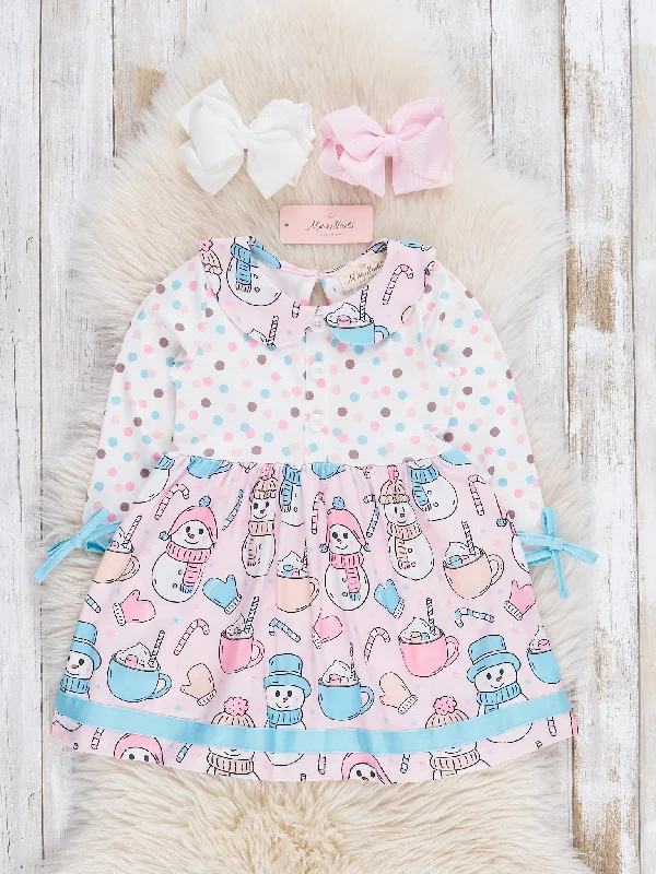 Pink Dots & Snowmen Dress