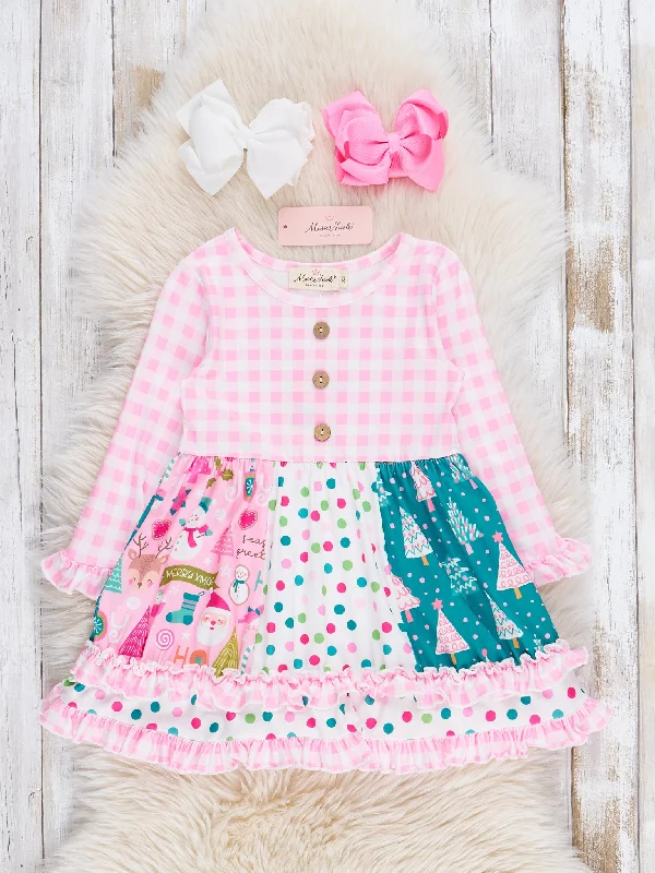 Pink Gingham Wonderful Christmas Time Dress