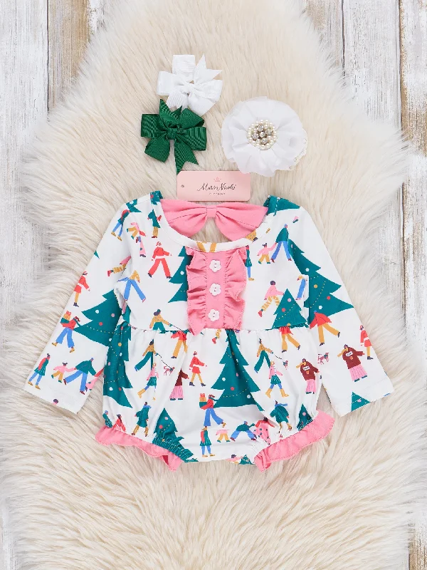 Pink & Green Winter Wonderland Ruffle Bubble