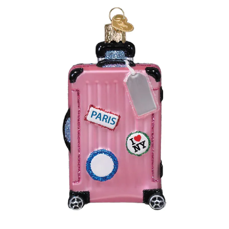 Pink Rolling Suitcase Ornament - Old World Christmas