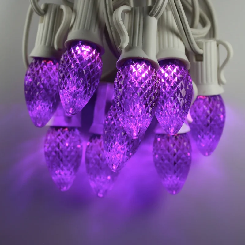 C7 Purple Twinkle LED Bulbs E12 Bases (25 Pack)