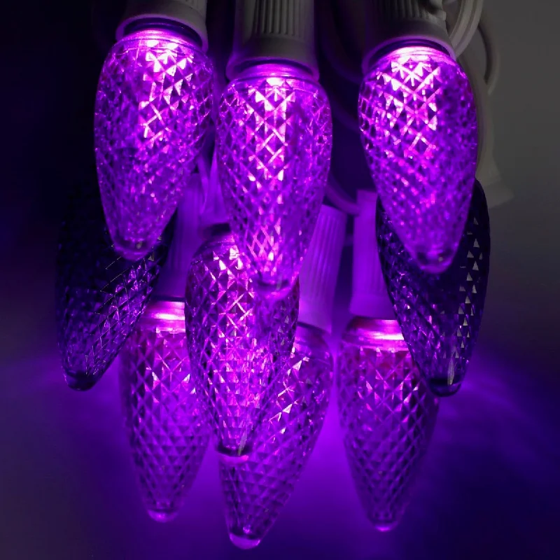 C9 Purple Twinkle LED Bulbs E17 Bases (25 Pack)