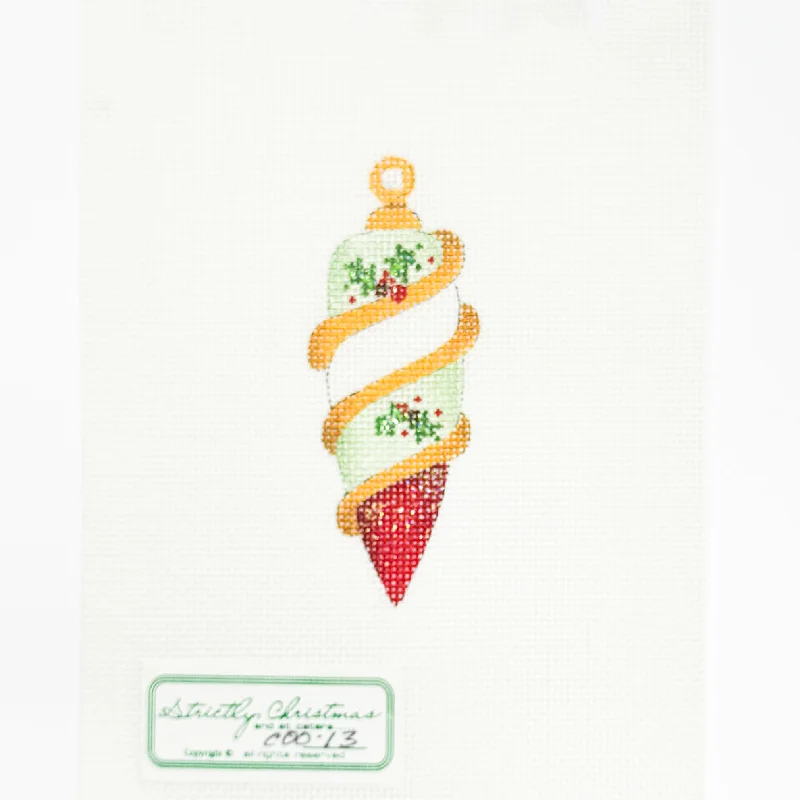 Red and Green Striped Drop Ornament