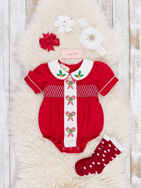 Red Candy Cane Lane Smocked Bubble