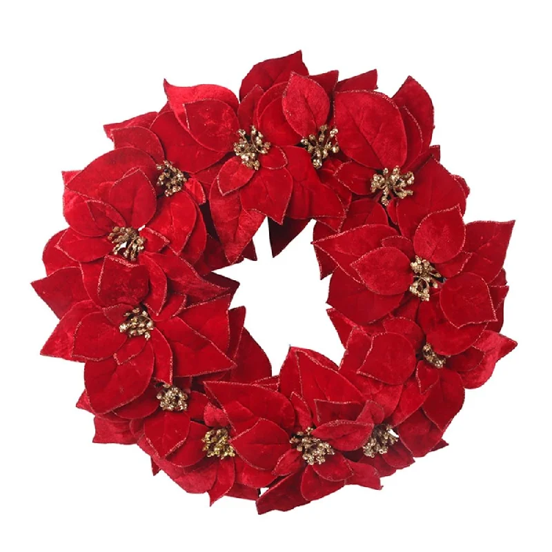 Red Poinsettia Wreath (61cm)