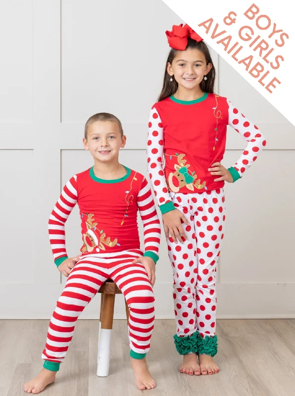 Reindeer Cheer Raglan Pajamas - Boys & Girls