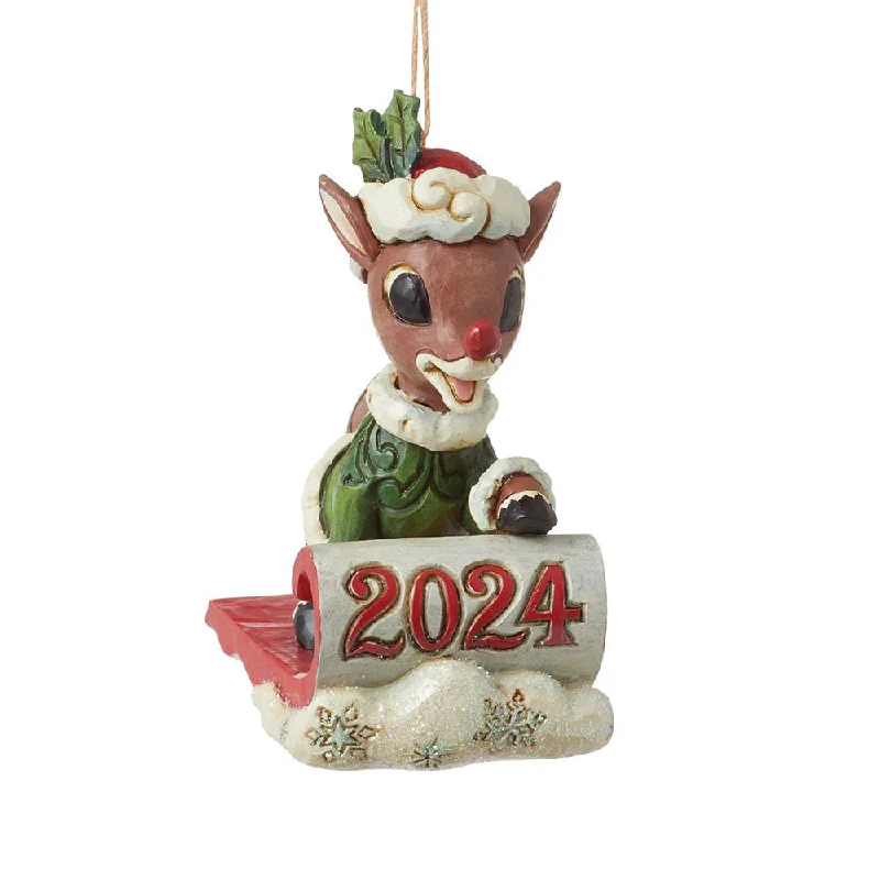 Rudolph in 2024 Sled Ornament - Jim Shore