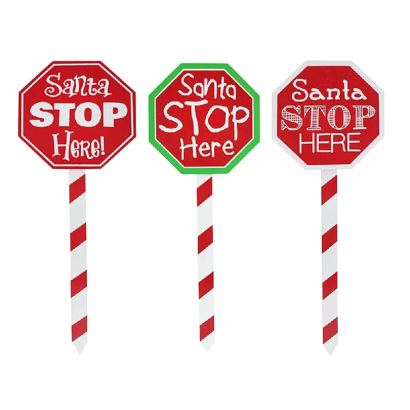 Santa Stop Here Stake Asst (40cm)