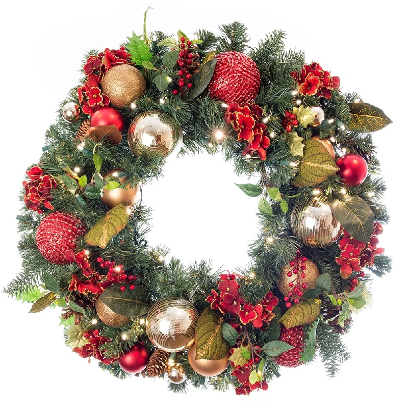 Scarlet Hydrangea Christmas Wreath