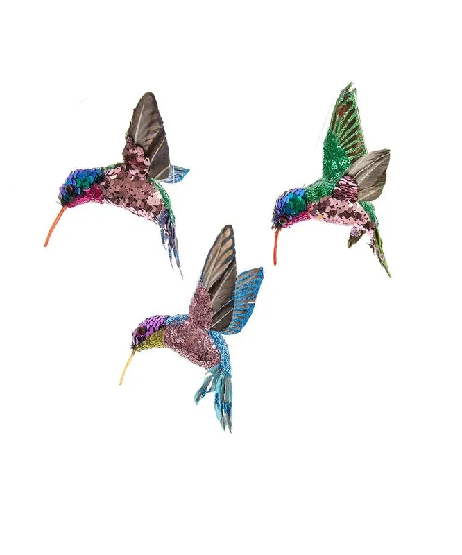 Sequined Hummingbird Ornament, 3 Assorted, C0804, Kurt Adler