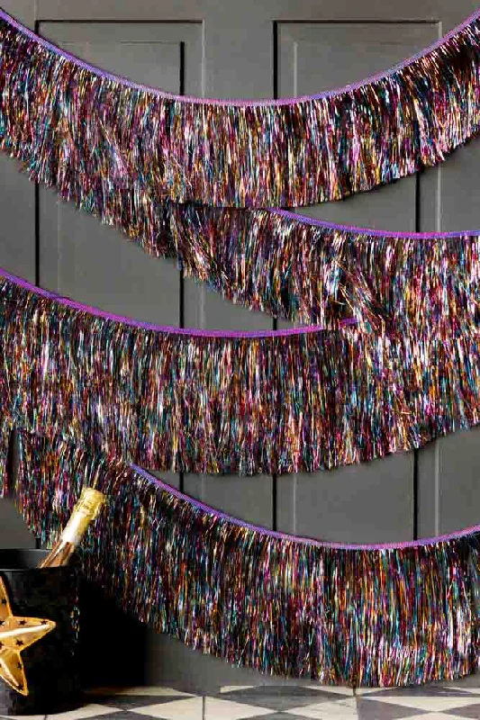 Set Of 2 Multi-Coloured Tinsel Christmas Garlands