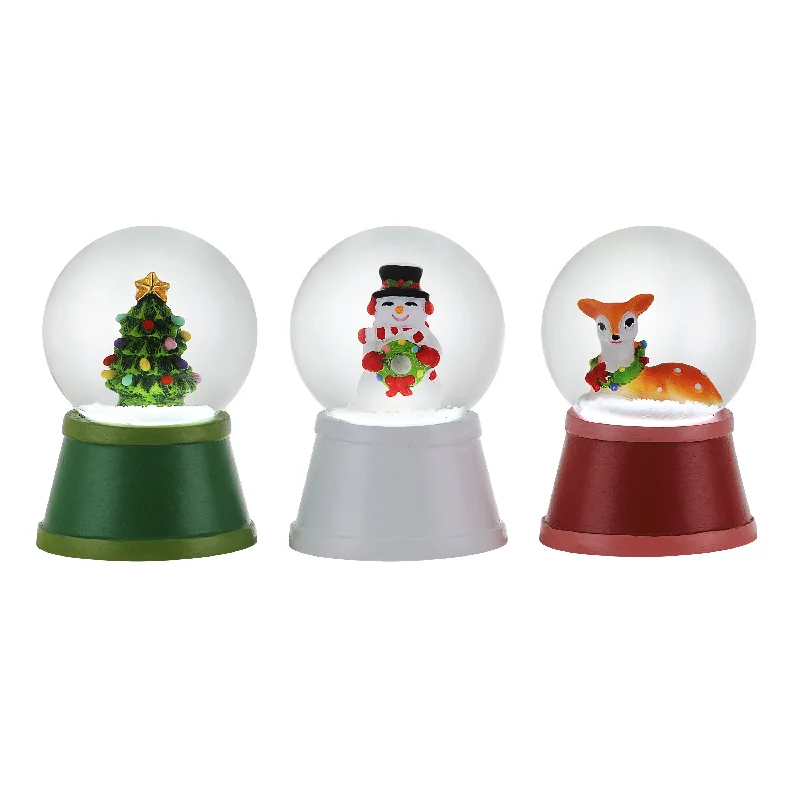 Set of 3 Mini Lit Snow Globes