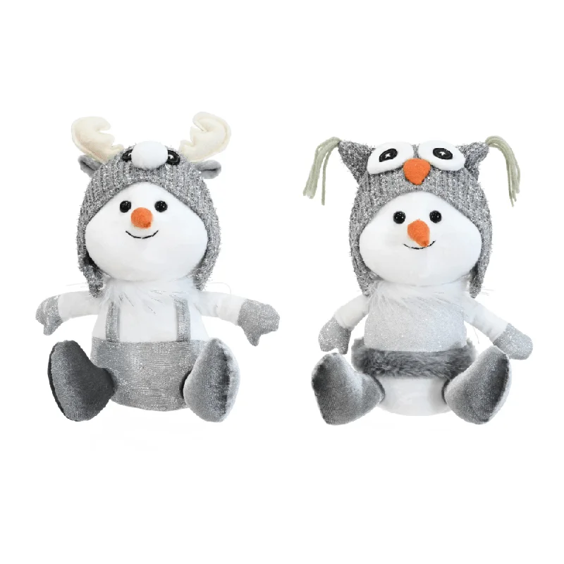 Silver Baby Snowman w/Beanie Asst