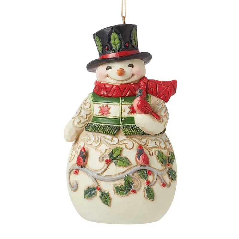 Snowman with Cardinals Ornament - Jim Shore