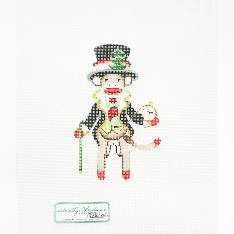 Sock Monkey with Top Hat and Cane