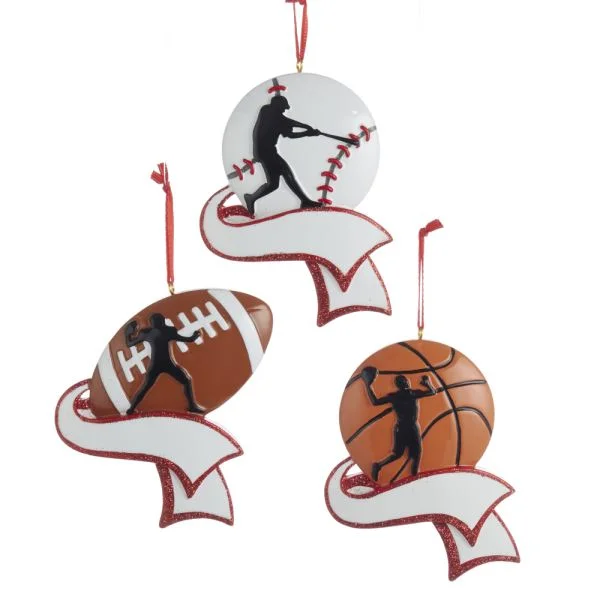 Sports Silhouette Ornament For Personalization, 3 Assorted, C6598