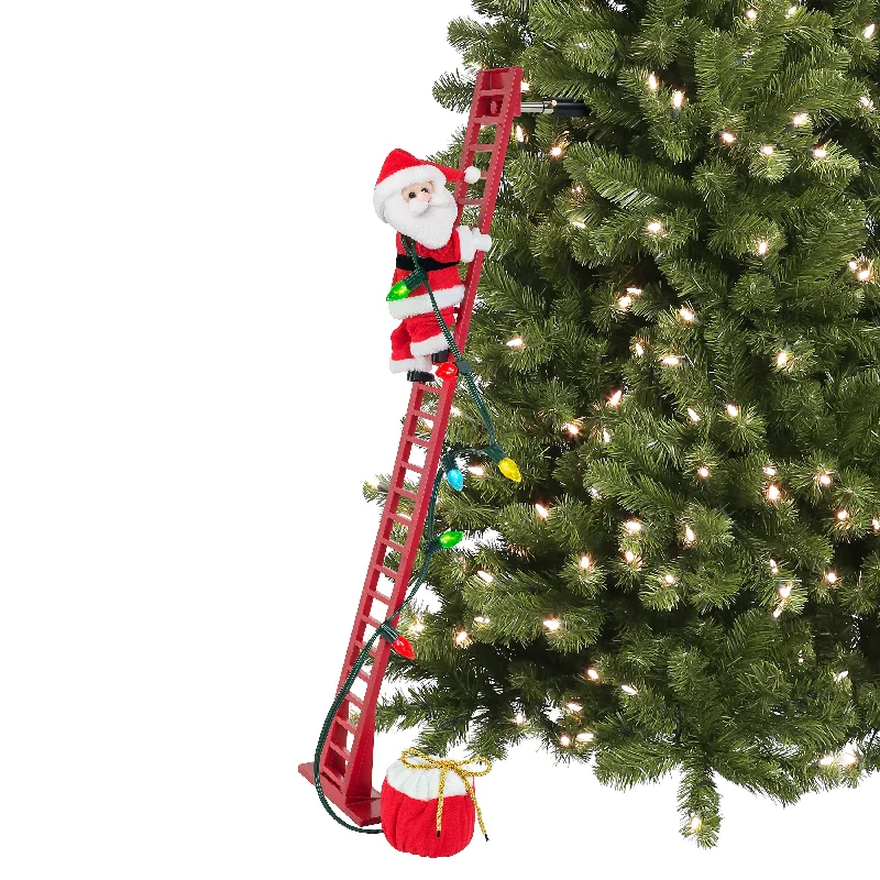 43 in. Animated Ladder Climbing White Santa