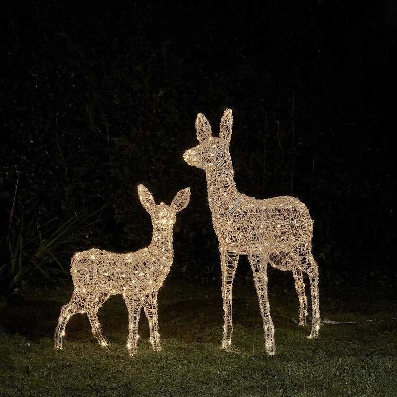 1.05m Swinsty Doe & Fawn Dual Colour LED Battery Operated Outdoor Reindeer