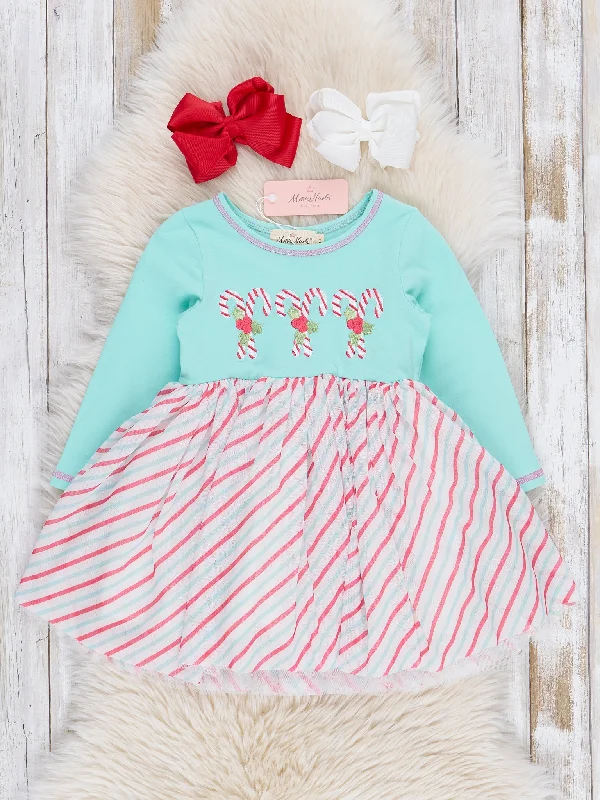 Teal Candy Cane Cutie Tulle Dress