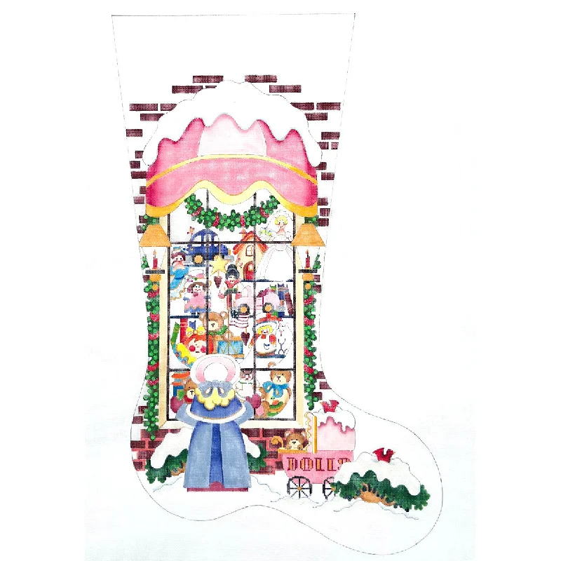 Toy Shop with Little Girl and Doll Stroller Full Size Stocking (13 mesh)