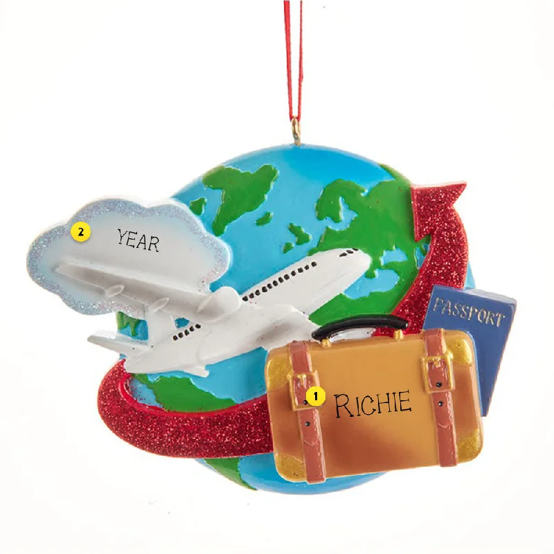 Personalized Travel Around the World Ornament