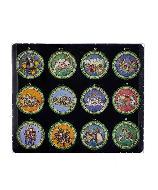 Twelve Days Of Christmas Disk Ornaments, 12-Piece Set, D3228, Kurt Adler