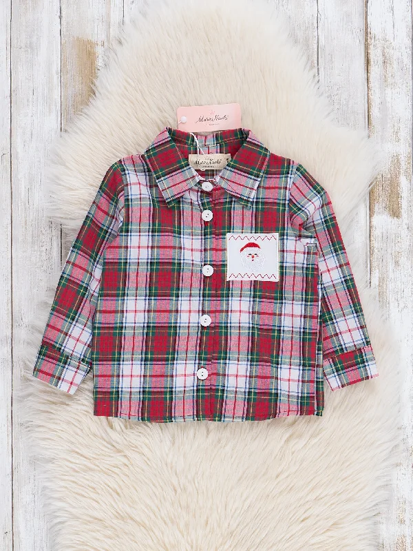 Vintage Christmas Plaid Pocket Shirt