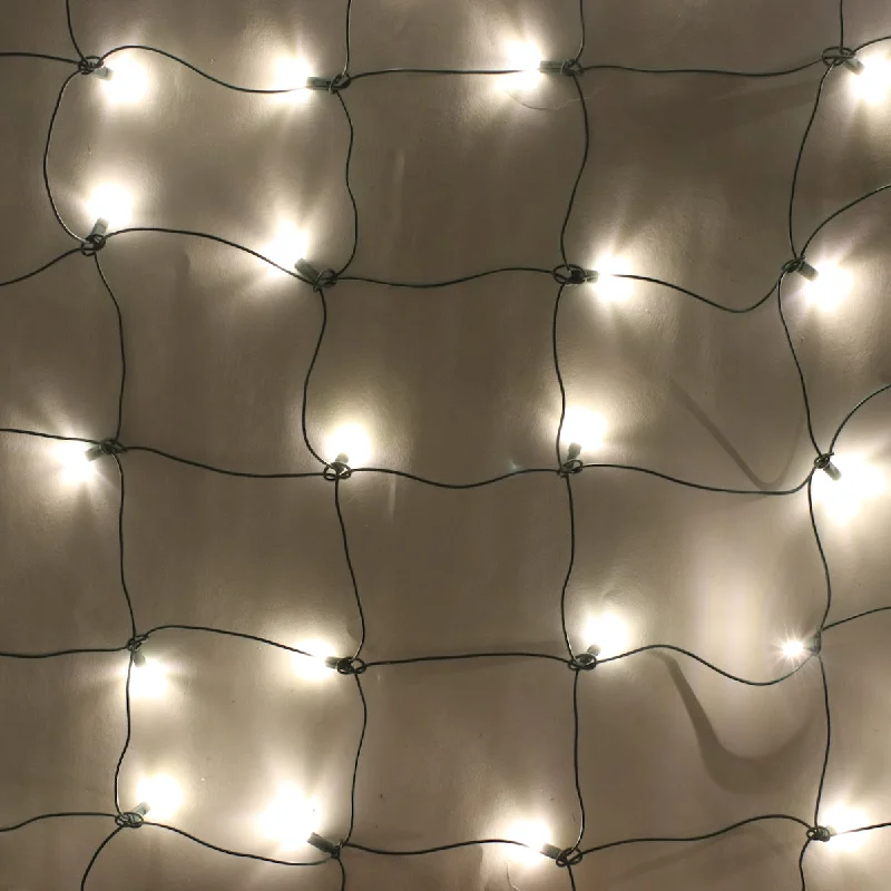 100-light Warm White 5mm LED Net Lights, Green Wire