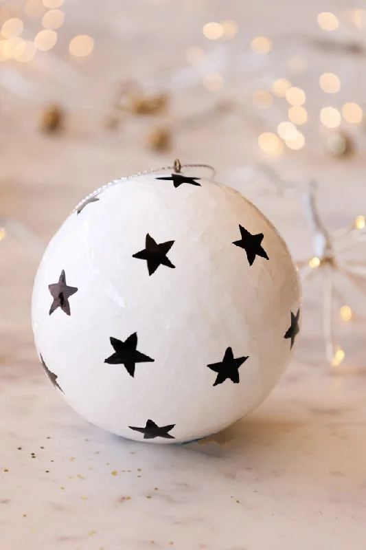 White Christmas Decoration With Black Stars