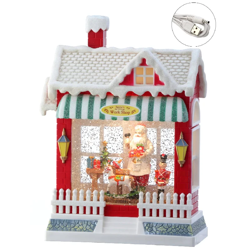 LED Santa’s Workshop W/ Nutcracker Scene, 10"