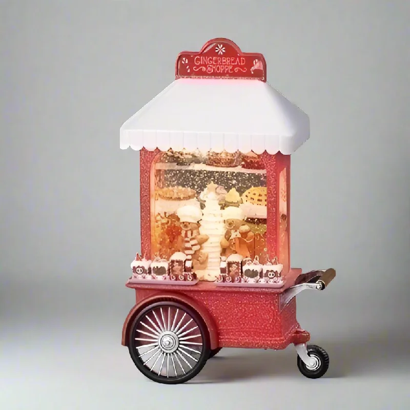 Lighted Swirl Gingerbread Shoppe Cart, 10.7"