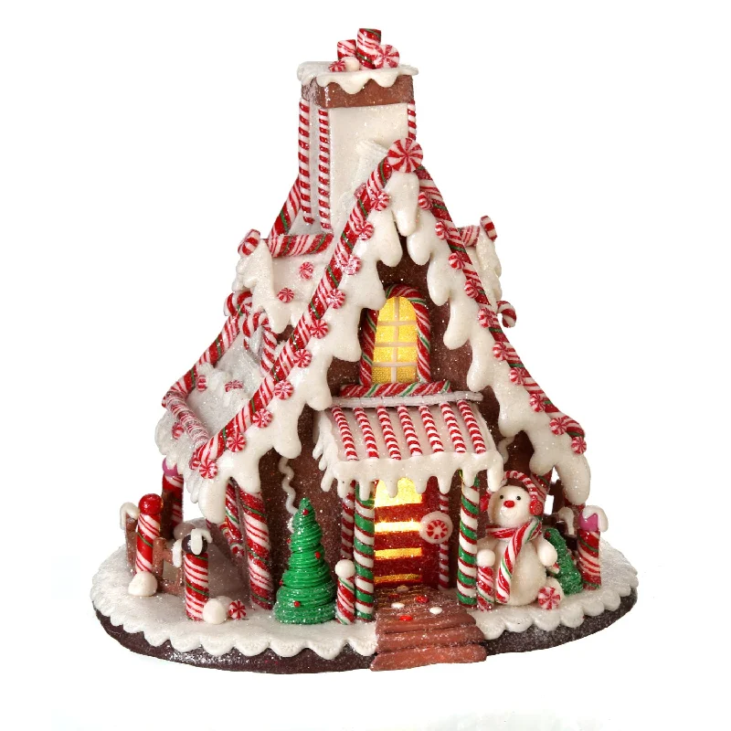 11" Clay Dough Snowman Cookie House (battery/timer, LED)