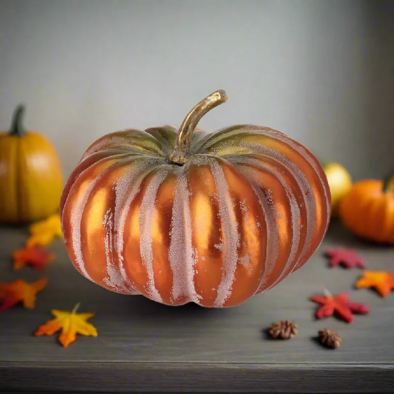 12" Metalic Autumn Latex Pumpkin (Orange/green)