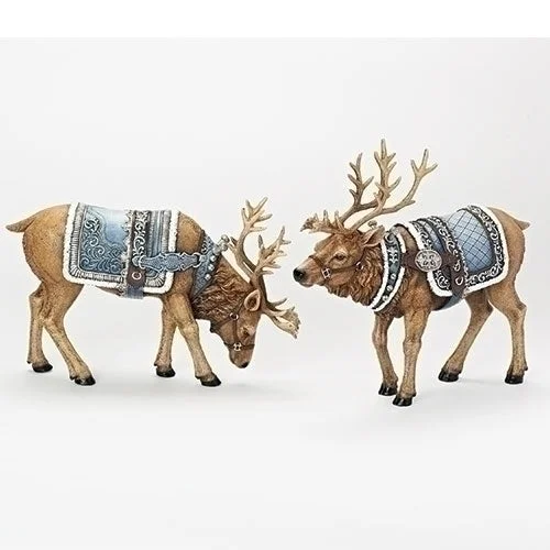 Majestic Deer /W Blue Saddle Decorative Table Top Figurine, 12" (2 Styles - Sold individually)