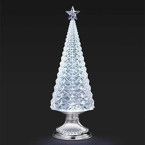 Lighted Swirl Faceted Christmas Tree, 13.5"