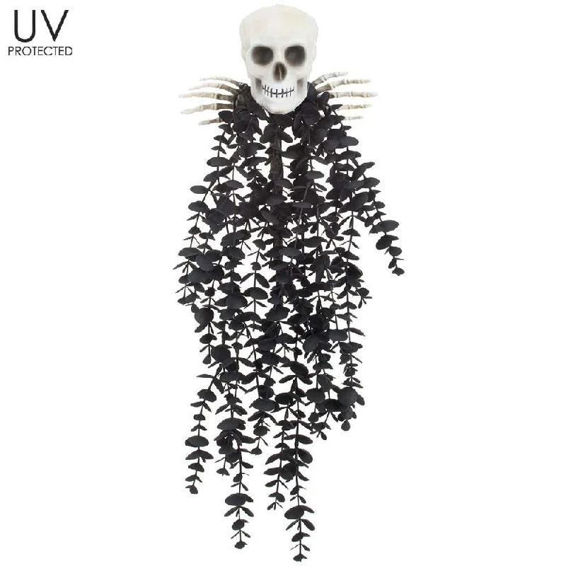 20" UV Protected Skull Eucalyptus Hanging Pick, Gray Black