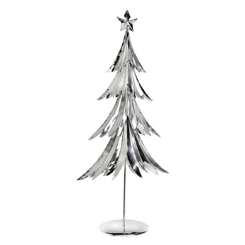 Plated Metal Christmas Tree W/ Star Topper, 22.5" (Silver)