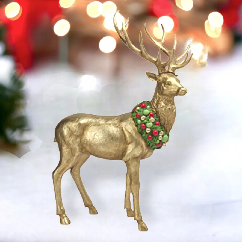 24.5" Carousel Deer w/Neck Wreath