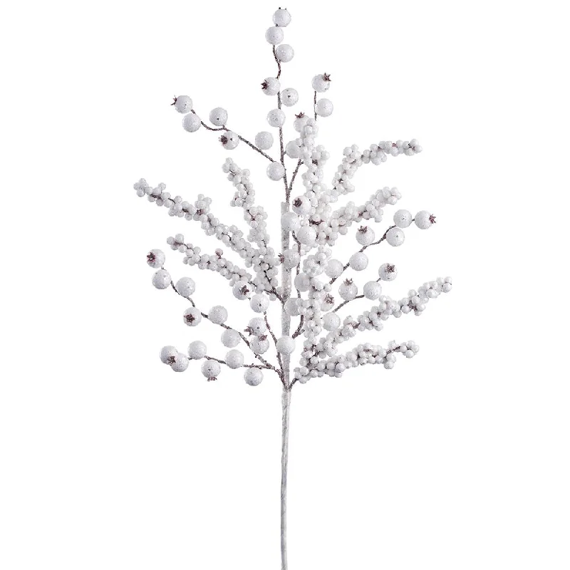 24.5" Glittered Berry Spray (White)