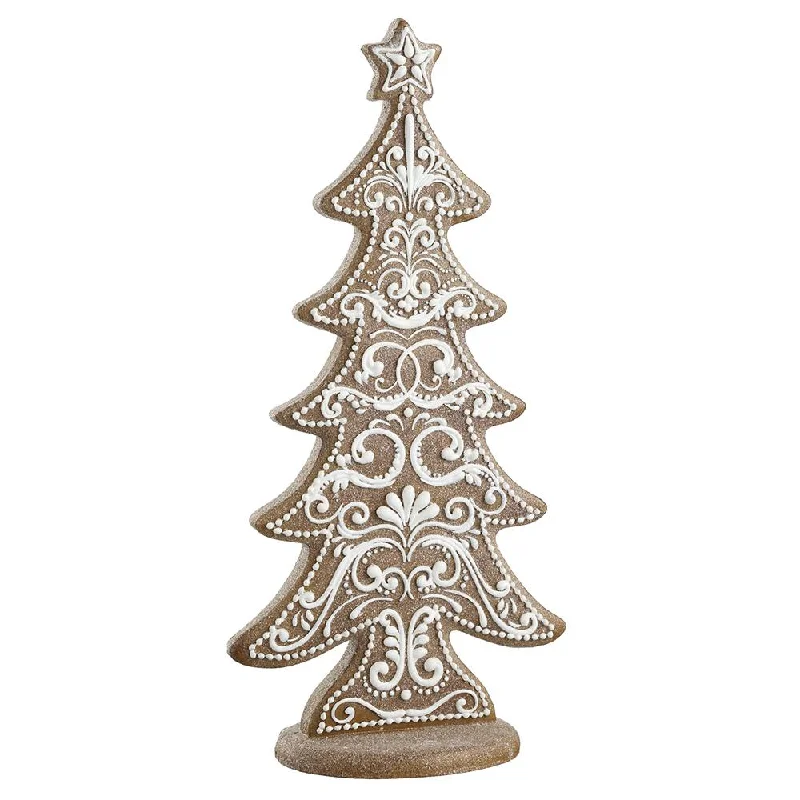 24" Glittered Tree With Star (White / Brown)