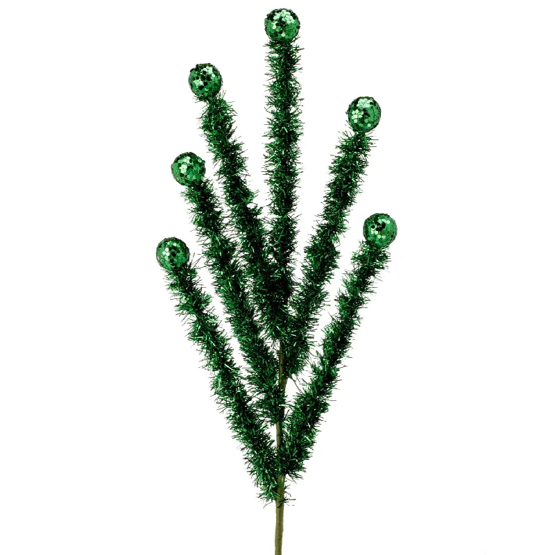 Tinsel And Glitter Ball Spray, 24" (Green)