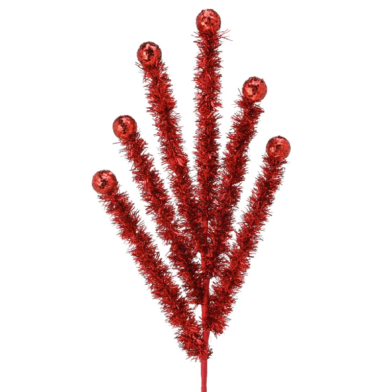 24" Tinsel And Glitter Ball Spray (Red)