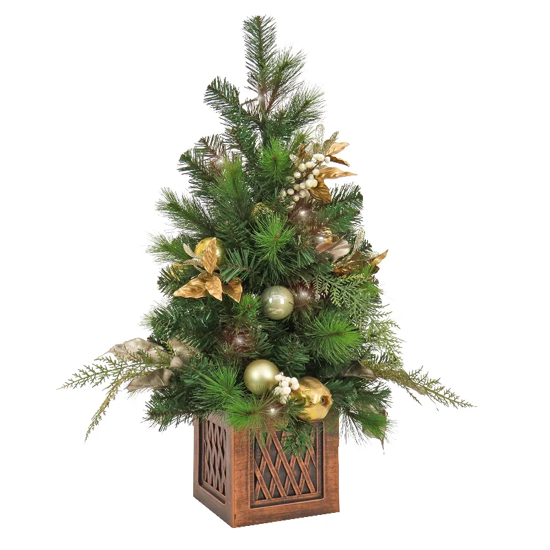 3 ft. Pre-Lit Yuletide Glam Tree with Warm White LED Lights