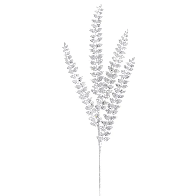 32" Glittered Fern Spray (Silver)