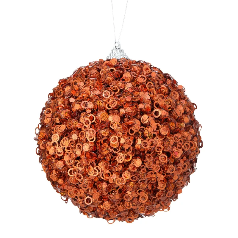 Glamour Sequin Ball Ornament, 4.5" (Copper)