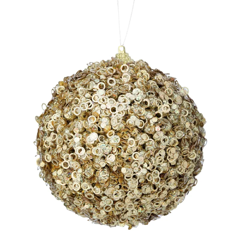 4.5" Glamour Sequin Ball Ornament (Gold)