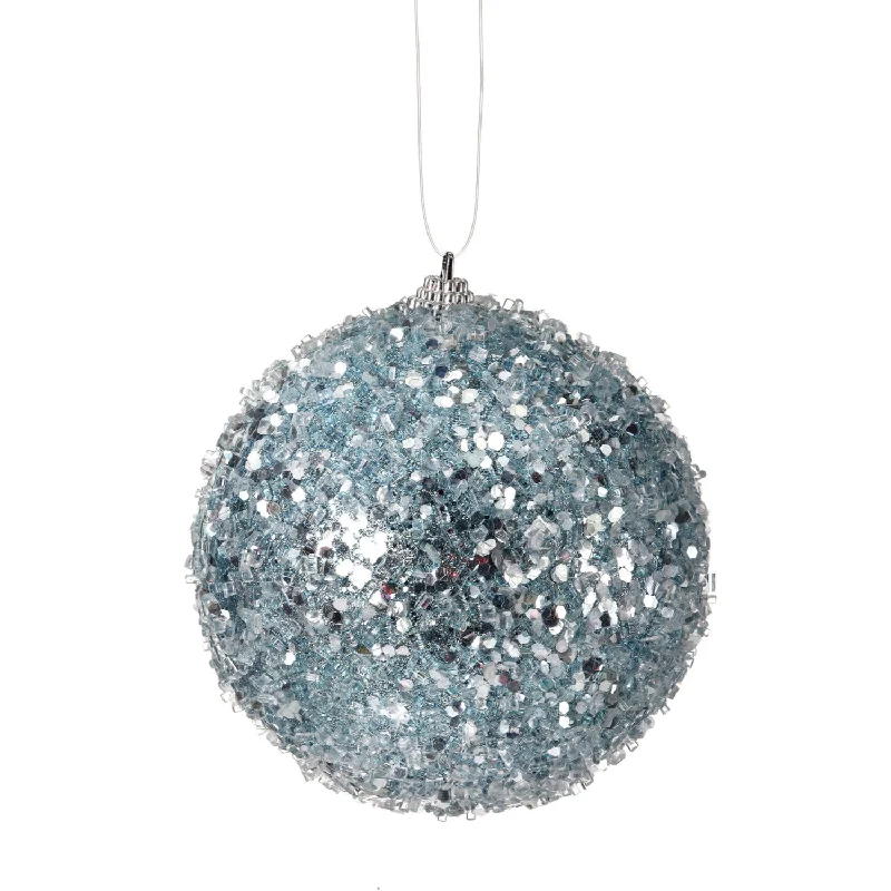 4.5" Glitter Sequin Iced Ball Ornament (Blue)