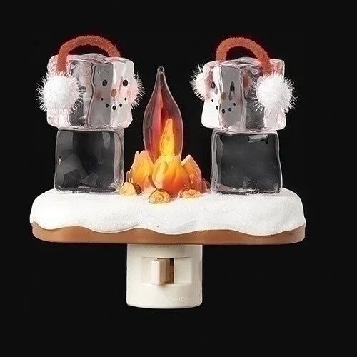 Ice Cube Campfire Night Light, 4.5", Flicker Bulb, Plug In